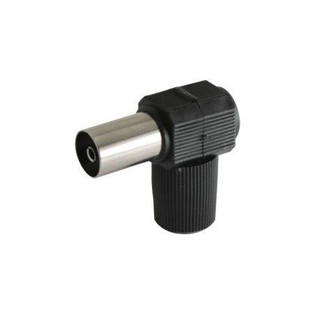 ▷ Conector Tv Hembra Acodado/Bisagra. Negr - Pack 25 uds