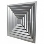 Difusor cuadrado de 4 direcciones con regulación MADEL DBQ(P)+R3Q 375x375mm lacado gris y fijacion a puente o plenum
