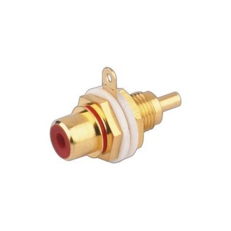 ▷ Base Coaxial Rca Hembra Roja. - Pack 25 uds