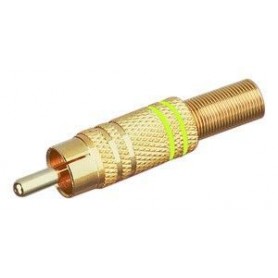 ▷ Conector Macho Rca Dorado,Aros Amarillo - Pack 10 uds