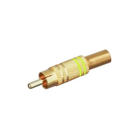 ▷ Conector Macho Rca Dorado,Aros Amarillo - Pack 10 uds