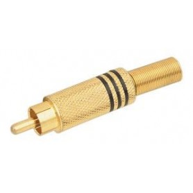 ▷ Macho Coaxial Rca Metálico. Dorado/Negro - Pack 10 uds
