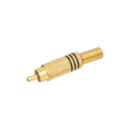 ▷ Macho Coaxial Rca Metálico. Dorado/Negro - Pack 10 uds