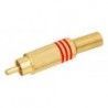 ▷ Macho Coaxial Rca Metálico. Dorado/Rojo. - Pack 10 uds