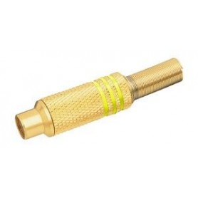 ▷ Conector Hembra Rca Dorado,Aros Amarillo - Pack 10 uds