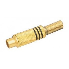 ▷ Hembra Coaxial Rca Metálica . Dorado/Negro. - Pack 10 uds