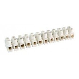 ▷ Regleta 12 Contactos 60A/101A.Sección 25Mm.Blanca - Pack 5 uds