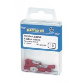 ▷ Caja 10 Faston Macho Aislado 2.8 Rojo - Pack 5 uds