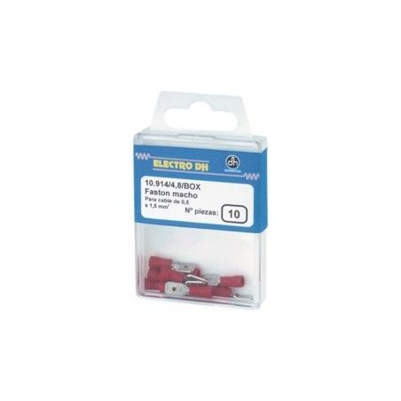 ▷ Caja 10 Faston Macho Aislado 4.8 Rojo - Pack 5 uds
