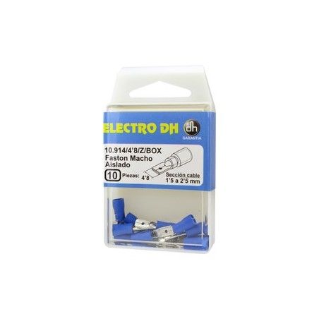 ▷ Caja 10 Faston Macho Aislado 4.8 Azul - Pack 5 uds