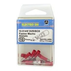 ▷ Caja 10 Faston Macho Aislado 6.35 Rojo - Pack 5 uds