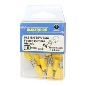 ▷ Caja 10 Faston Hembra Aislado 6.3 Amarillo - Pack 5 uds