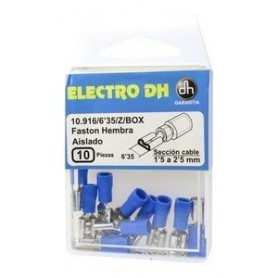 ▷ Caja 10 Faston Hembra Aislado 6.35 Azul - Pack 5 uds