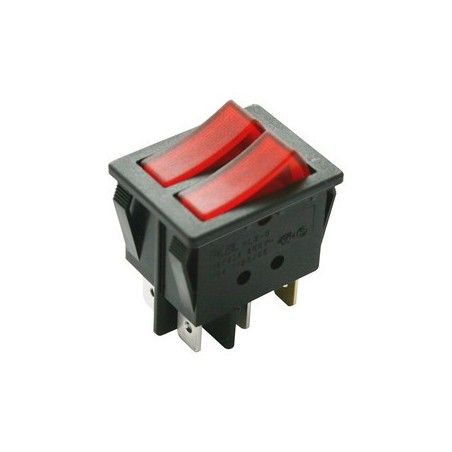 ▷ Interruptor 2Teclas Luminoso Rojas Con N - Pack 25 uds
