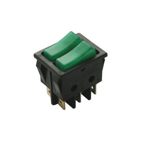 ▷ Interruptor 2 Teclas Luminoso Con N T/Verde Fluor - Pack 50 uds