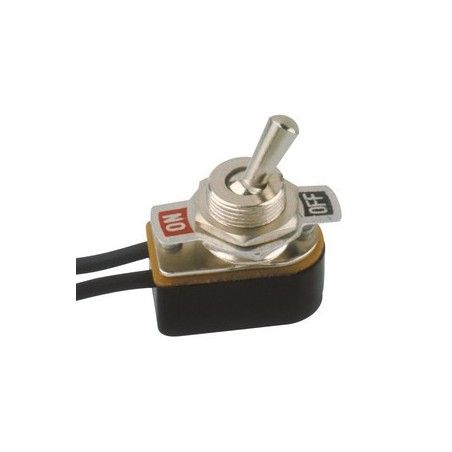 ▷ Interruptor Unipolar On-Off+ Palanca Metálica Conexión Cable - Pack 10 uds
