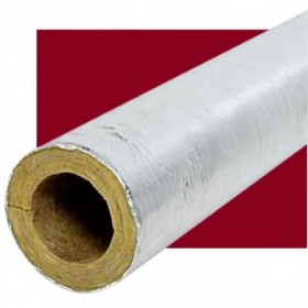Metro coquilla lana de roca K-ROCK HPS 035 concéntrica acabado aluminio reforzado Ø42 espesor 100mm