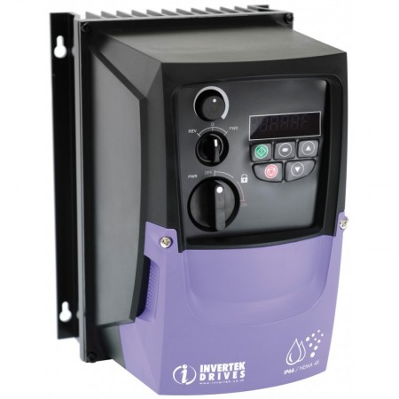 Variador frecuencia INVERTEK ODE3-120043-1F1B-01 entrada monofásica 230V salida monofásica 230V 0.37kW 4.3A IP66 sin mando