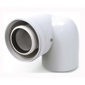Codo 90º Ø60/100mm descentrado PP/acero lacado blanco chimenea FIG