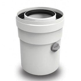 Manguito con recogida de condensados Ø60/100mm Macho-Hembra PP/acero lacado blanco chimenea FIG