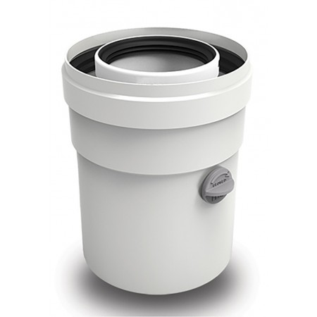 Manguito con recogida de condensados Ø60/100mm Macho-Hembra PP/acero lacado blanco chimenea FIG