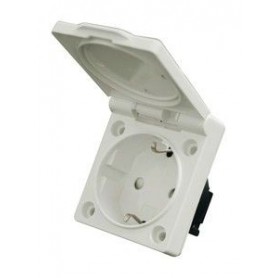 ▷ Base Empotrable 16A A Tornillo O,Con Tapa.Blanco Ip44 - Pack 20 uds