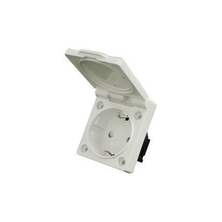 ▷ Base Empotrable 16A A Tornillo O,Con Tapa.Blanco Ip44 - Pack 20 uds