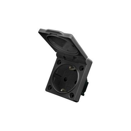 ▷ Base Empotrable 16A A Tornillo O,Con Tapa.Neg. Ip44 - Pack 20 uds