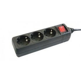 ▷ Base Múltiple 3 Tomas Con Interruptor .Negra | Ferreidea