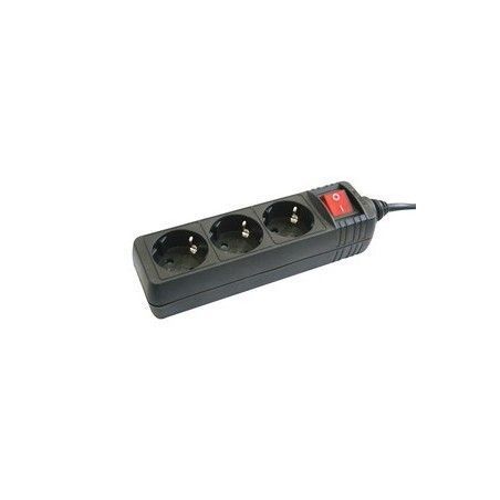 ▷ Base Múltiple 3 Tomas Con Interruptor .Negra | Ferreidea