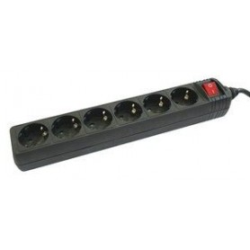▷ Base Múltiple 6 Tomas Con Interruptor Negra. | Ferreidea