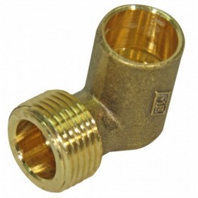 Codo 90º de latón soldar a Ø15 y rosca macho 20x1.5 para baterías colectoras de G.L.P.