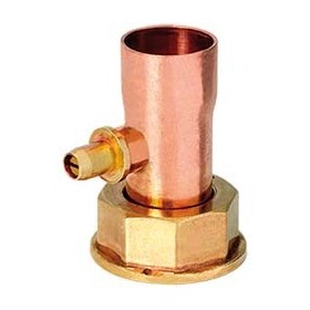 Racor dos piezas precintable 20x1.5 soldar Cu Ø18mm con toma débil calibre soldada