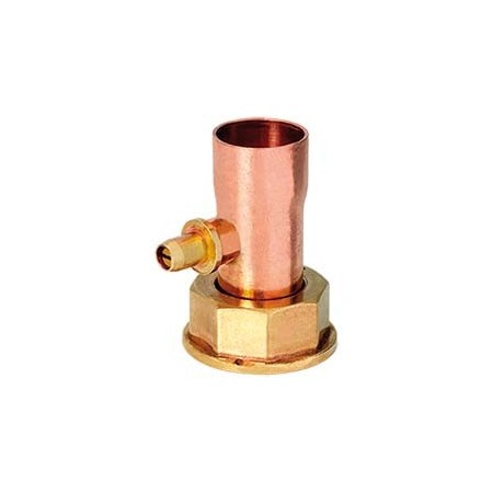 Racor dos piezas precintable 20x1.5 soldar Cu Ø18mm con toma débil calibre soldada