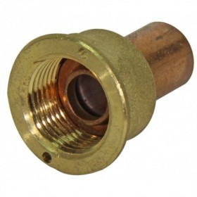 Racor dos piezas precintable 20x1.5 soldar Cu Ø22mm con toma débil calibre soldada