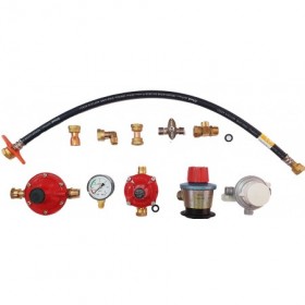 Kit para montaje de 2 botellas domésticas de GLP con inversor automático. limitador y regulador de baja presión.