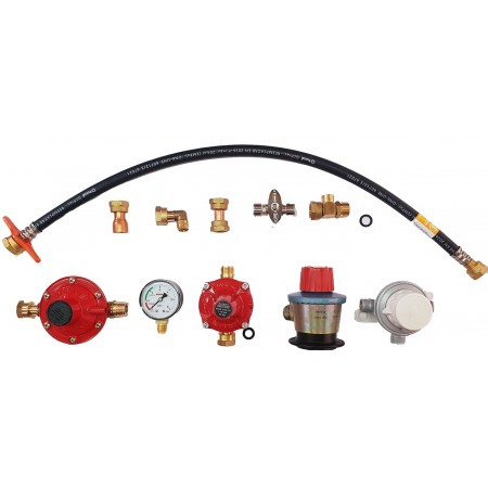 Kit para montaje de 2 botellas domésticas de GLP con inversor automático. limitador y regulador de baja presión.