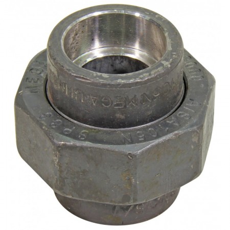 Tuerca unión de tres piezas forjada de acero al carbono soldar 1-1/2"