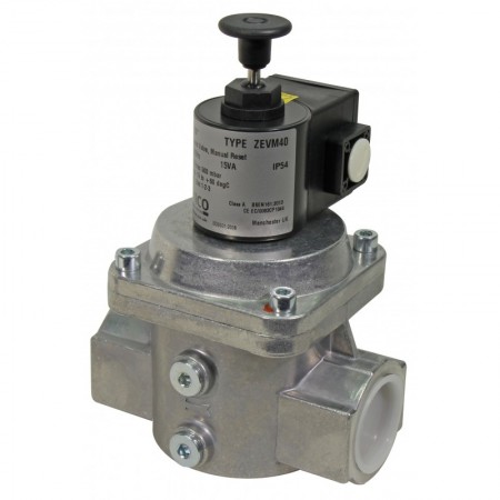 Electroválvula gas de rearme manual N.C. de 1/2" Pe: 500 mbar 230 VCA 50 Hz BANICO ZEVM15