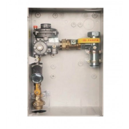 Armario MPB de 25 Nm3/h con Ps 100 mbar entrada PE Ø 32. Seguridad de Máx. y Min. MERCAGAS AS25Mm