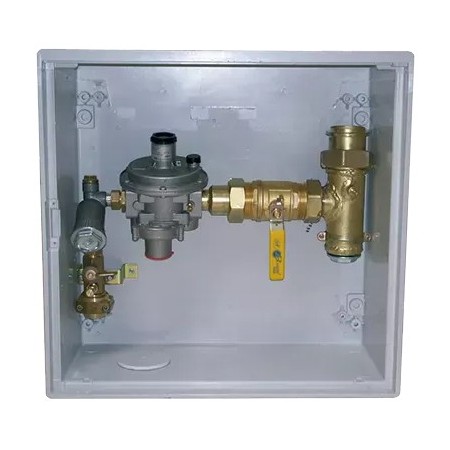 Armario MPB de 75 Nm3/h con Ps 100 mbar entrada PE Ø 32. Solo seguridad de Máx. MERCAGAS AS75M