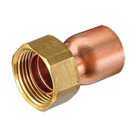 Racor de cobre recto con tuerca de latón precintable de 1/2" x 10 cu