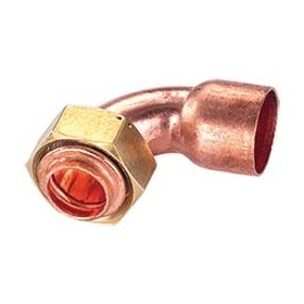 Racor de cobre abocardado curvo con tuerca de latón precintable de 1" x 28 cu