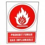 Letrero señalización gas inflamable - prohibido fumar en catalán