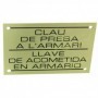 Letrero para señalizar la llave de acometida en el armario (catalan y castellano)