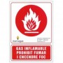 RÈTOL PROHIBIT FUMAR GAS INFLAMABLE I ENCENDRE FOC LOGOTIP INSMAGAS