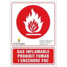 RÈTOL PROHIBIT FUMAR GAS INFLAMABLE I ENCENDRE FOC LOGOTIP INSMAGAS