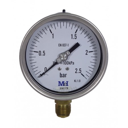 MANOMETRO DE PRECISION CLASE 1 DE 0-2.5 BAR DIAM.100 1/2"CON CERTIFICADO