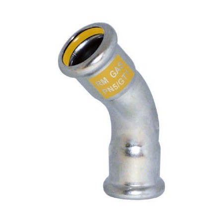 Curva inoxidable pressfitting PRES-GAS 45° hembra-hembra Ø  15
