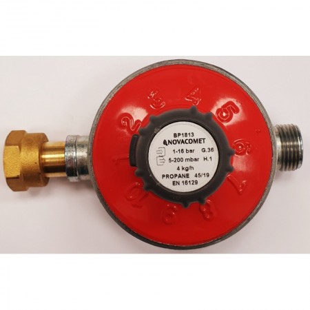 Regulador regulable GLP Q: 4 kg/h Ps: 5-200 mbar tuerca loca x macho 20x1.5 NOVACOMET